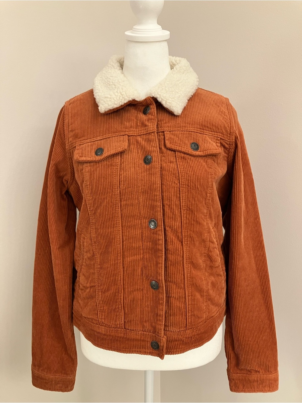 Cat & Jack Rust Corduroy Jacket with Cream Sherpa Collar